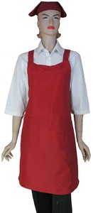AB001-2櫻花雙袋圍裙(暗紅)