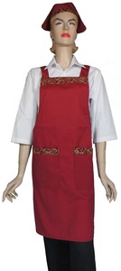 A623-4日式暗紅配暗紅雲朵雙袋圍裙(有裡)