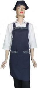 A623-1日式藍配藍雲朵雙袋圍裙(有裡)