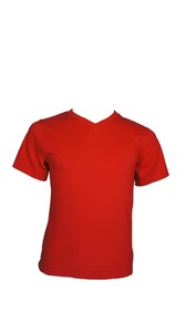 P0017-03紅色純棉V領T恤