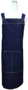 Z613-1深藍牛仔銅釦日式圍裙
