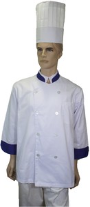 Z004-1雙領(白配藍)雙排藍袖口七分袖