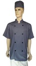 A130(訂作)鐵灰中山領雙排扣短袖廚師服A131鐵灰雙排七分袖A132鐵灰雙排長袖