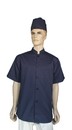 A157藍色中山領單排扣短袖廚師服