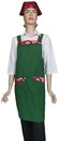 A621-6日式綠配紅櫻花雙袋圍裙(有裡)