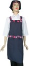 A620-1日式藍櫻花腰帶蝴蝶結雙袋圍裙(有裡)