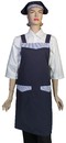 A609-1大日式藍色配條紋雙袋布圍裙79CM(有裡)